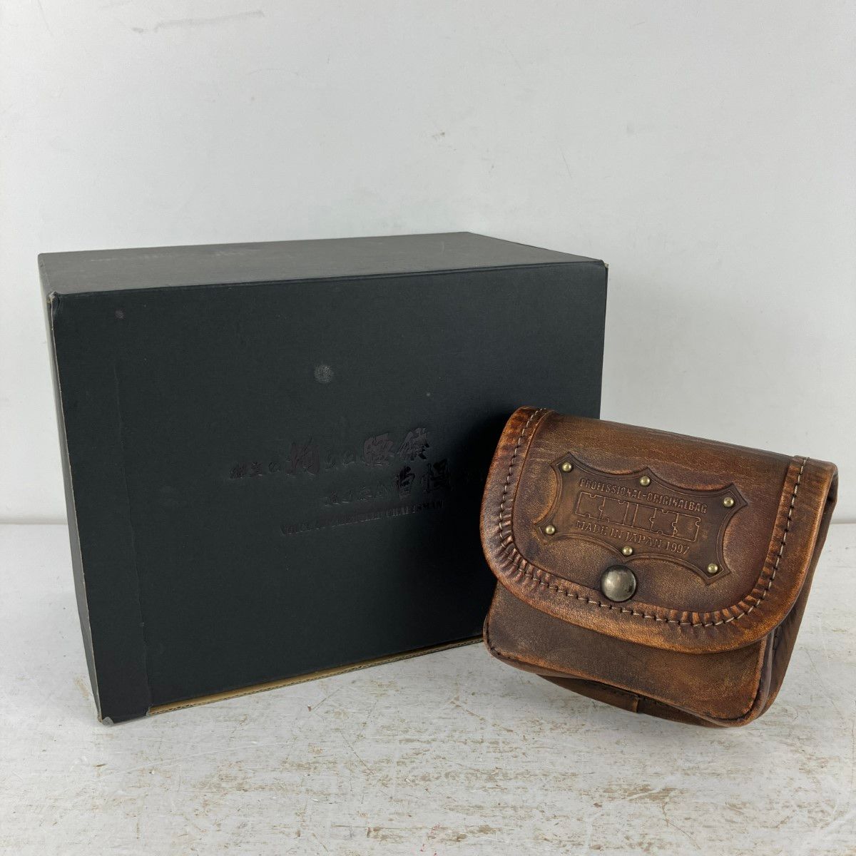 ЗЗKNICKS ヌメ革小物ポーチ 外 KNS-100 BOX ヴィンテージ