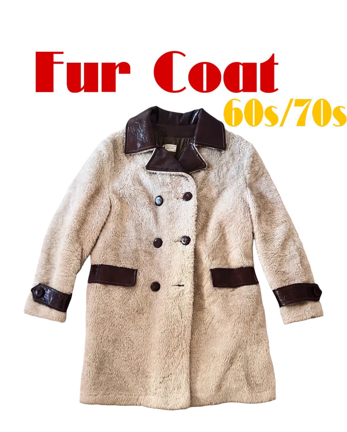 late 60 s〜70 s Fingerhat Fashions ファーコート PVC ダブルブレスト