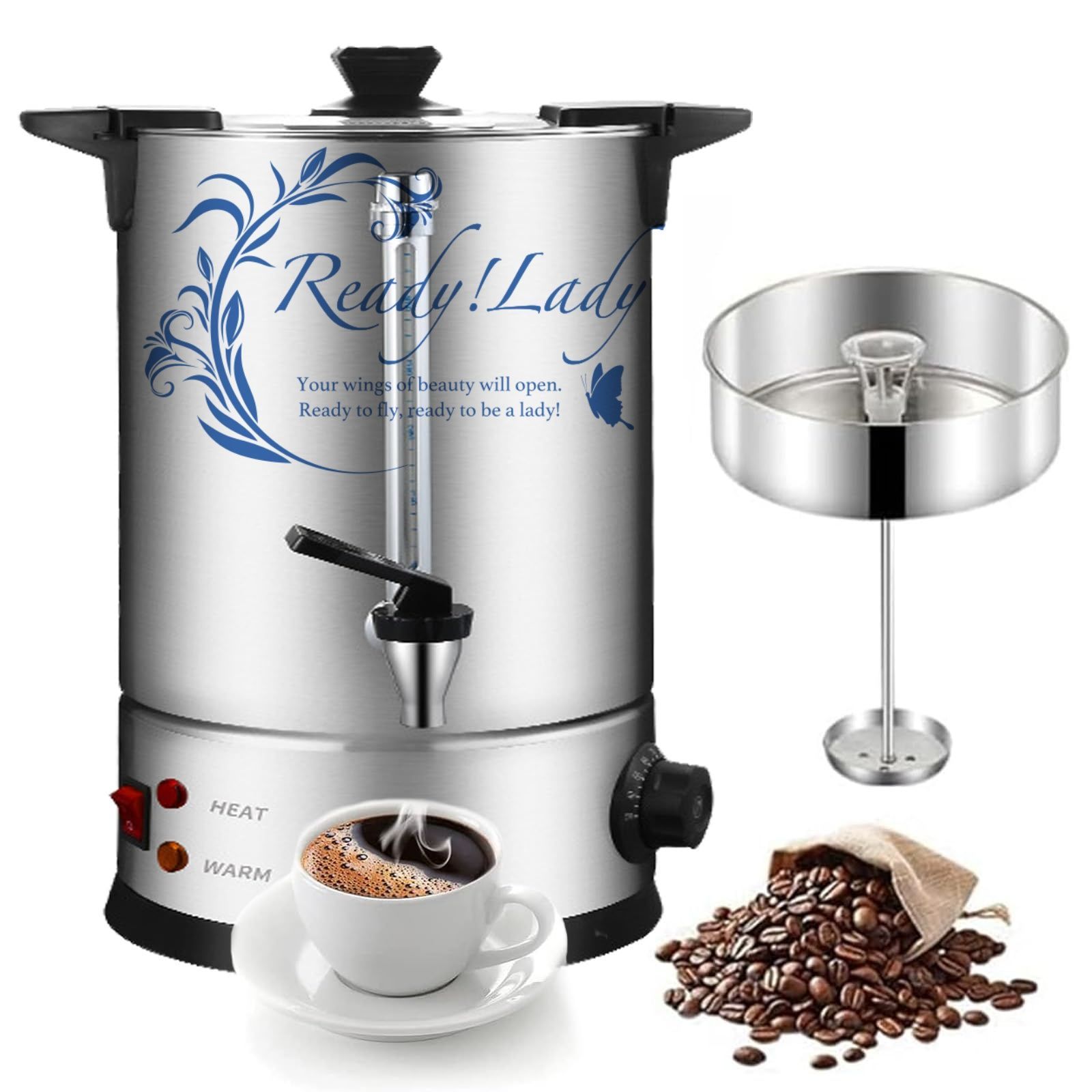 業務用コーヒーバケツ 電気ケトル 湯沸かしポット 電熱保温バケツ 30-110℃ 温度調節 ビュッフェ用飲料ウォーマー 保温 保冷用 8 L