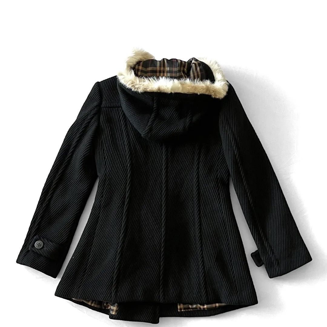 バーバリーロンドン ブルーレーベル Ｐコート ウール ダブル ノバチェック 黒 BURBERRY LONDON BLUE LABEL バーバリーロンドン ブルーレーベル