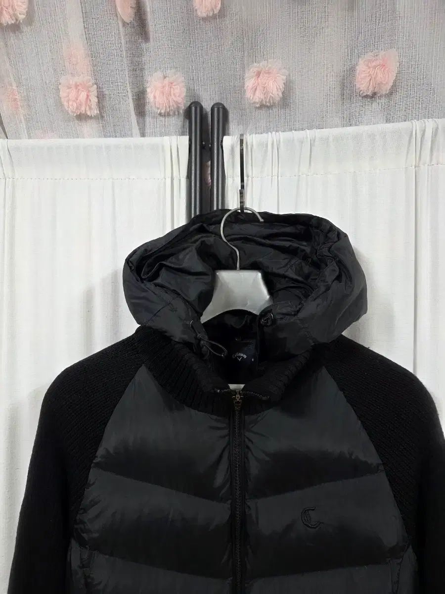 キャロウェイグースダウンニットバイ 防風フード付きダウンコートジップアップ 90