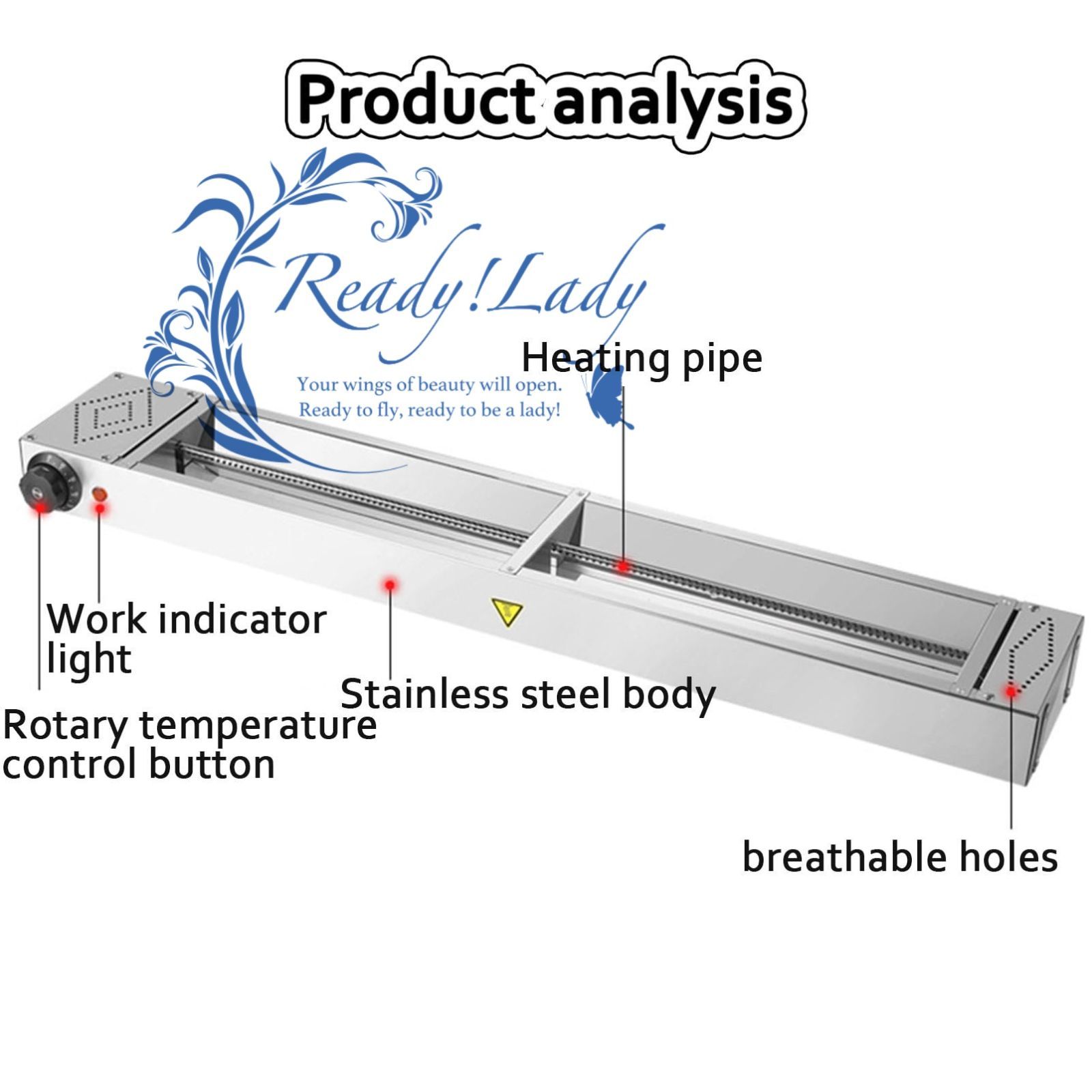 食品ヒートランプ 業務用食品ウォーマー 吊り下げ式食品ヒートランプ レストラン厨房機器 ファーストフードレストラン ビュッフェレストラン キッチン用 ステンレスパイプ 60 cm