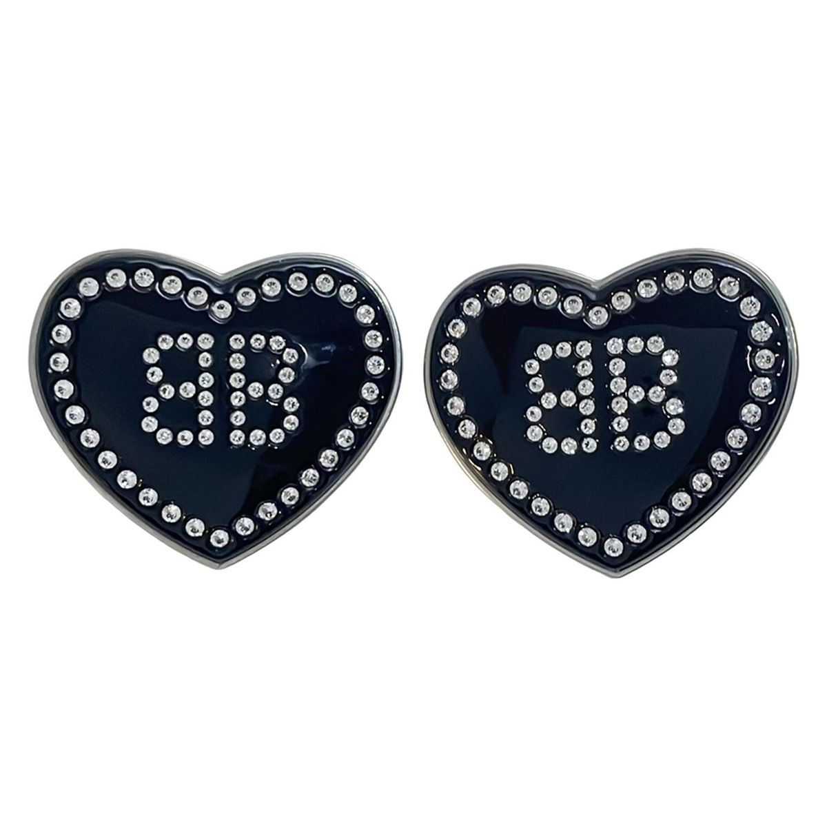 BALENCIAGA バレンシアガ ピアス クラッシュハート シルバー 黒 クリア BBロゴ