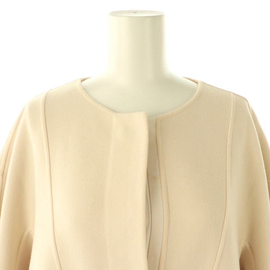 ドゥロワー Drawer ウールケヌキ配色ノーカラーコート アウター 38