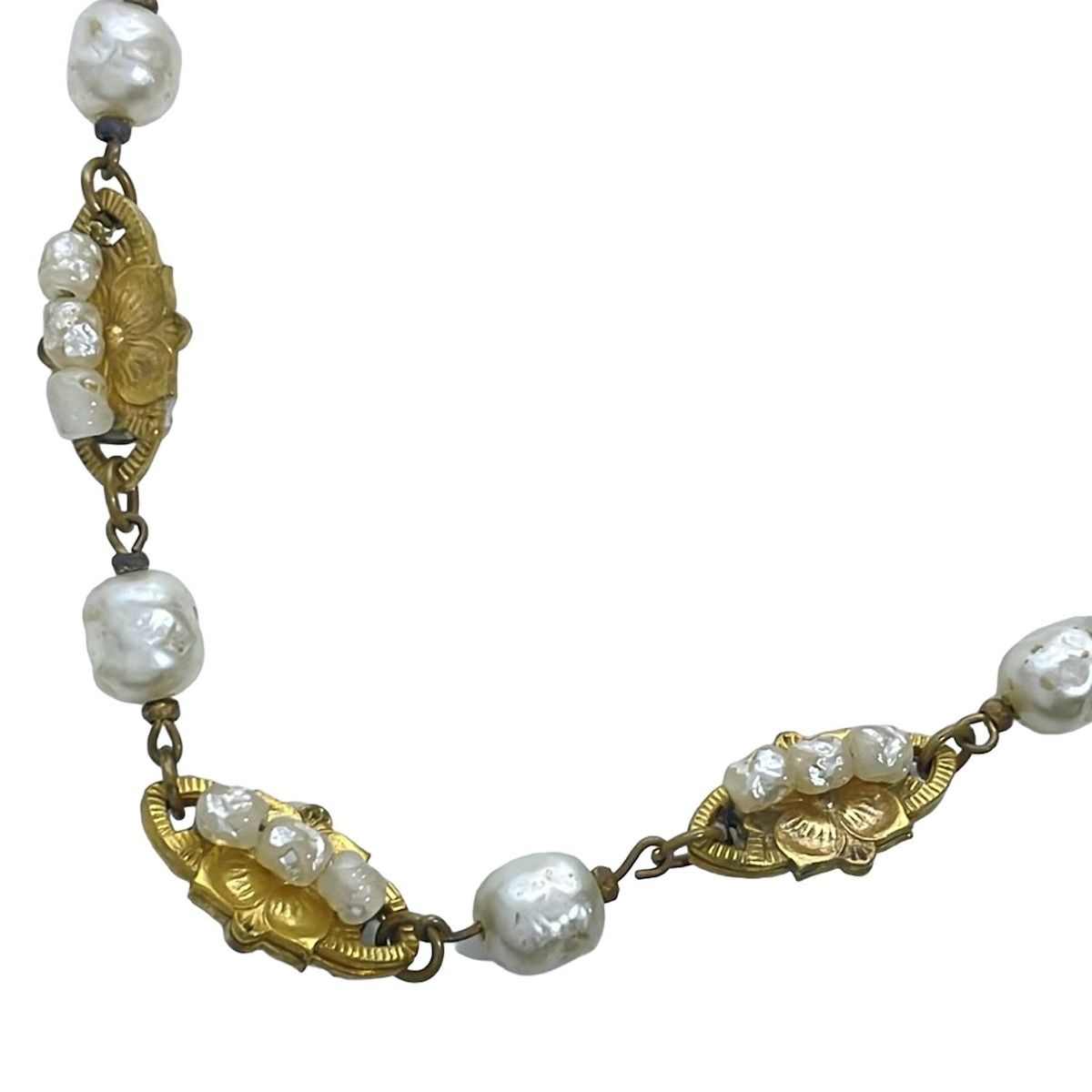 miriam haskell(ミリアム ハスケル) ネックレス - ゴールド×アイボリー