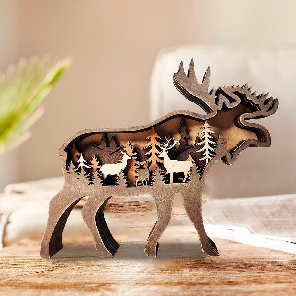 置物 木製 クリスマス オーナメント デコレーション 鹿 熊 - メルカリ