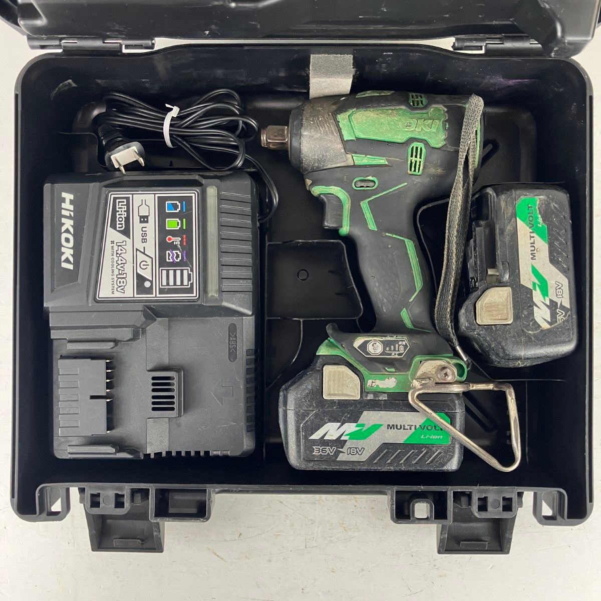 ЗЗHiKOKI ハイコーキ 36 v 12 7 mm インパクトレンチ バッテリーx 2 充電器 ケース付 WR DC グリーン