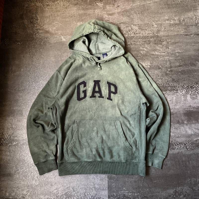Old GAP Reverse Weave Type Hoodie Men's Tag S Moss Green Faded
