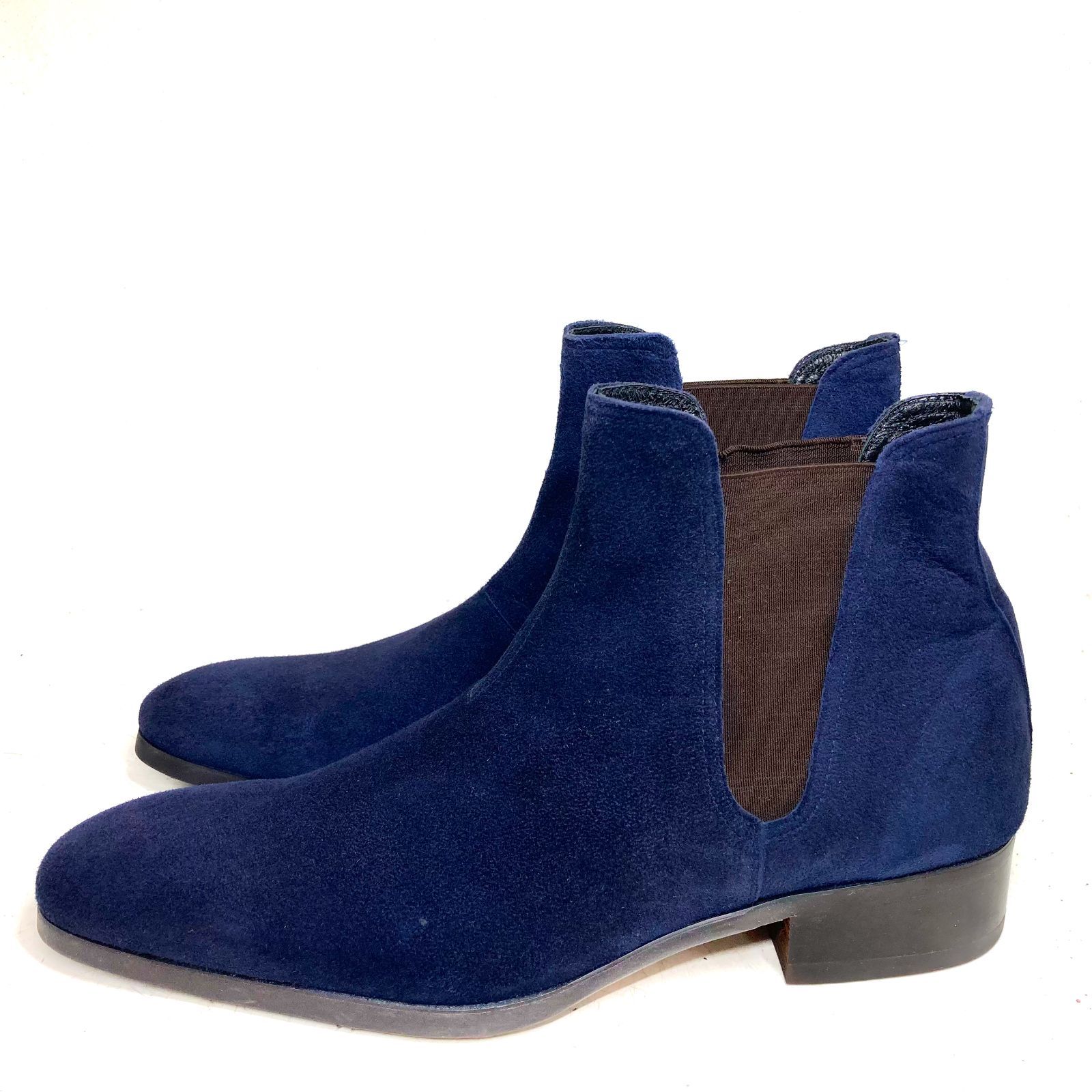  whoop de doo フープディドゥ スウェード サイドゴアブーツ 紺 ネイビー 24 5 cm 革靴 ブーツ ドレス カジュアル 本革 本皮 メンズ サイドゴアブーツ ブーツ 革靴