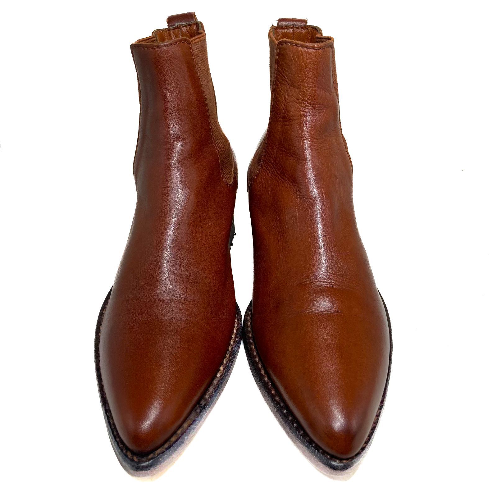 JUNYA COMME DES GARCONS ジュンヤ ワタナベ コム デ ギャルソン ポインテッドトゥ レザーサイドゴアブーツ 茶 ブラウン 約24 cm 革靴 ブーツ ドレス カジュアル 本革 本皮 レディース