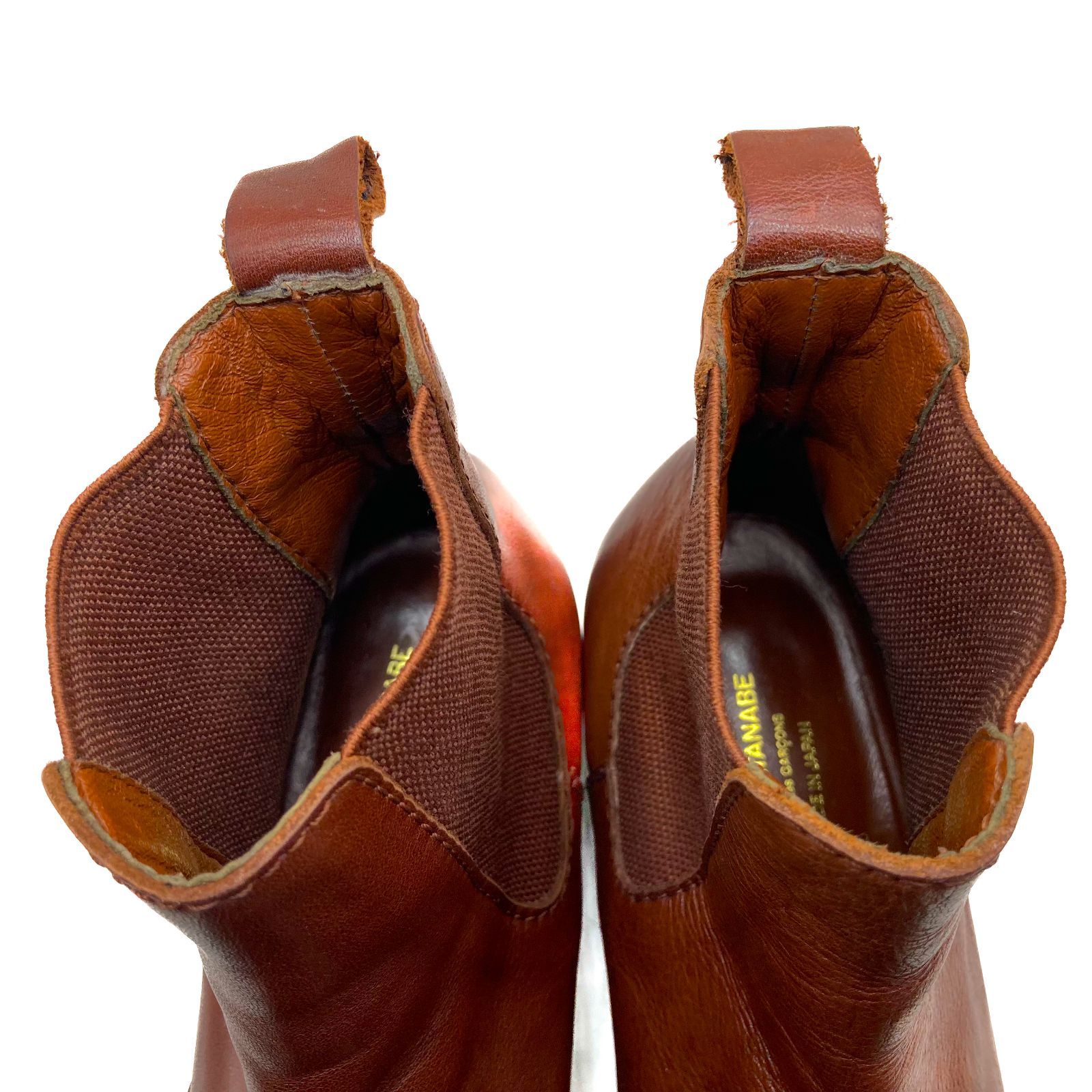  JUNYA COMME DES GARCONS ジュンヤ ワタナベ コム デ ギャルソン ポインテッドトゥ レザーサイドゴアブーツ 茶 ブラウン 約24 cm 革靴 ブーツ ドレス カジュアル 本革 本皮 レディース サイドゴアブーツ ブーツ