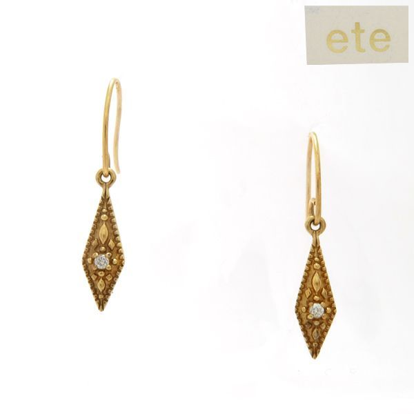 ete ダイヤモンド ピアス 925 シルバー GP ダイヤ 0.01ct ひし形