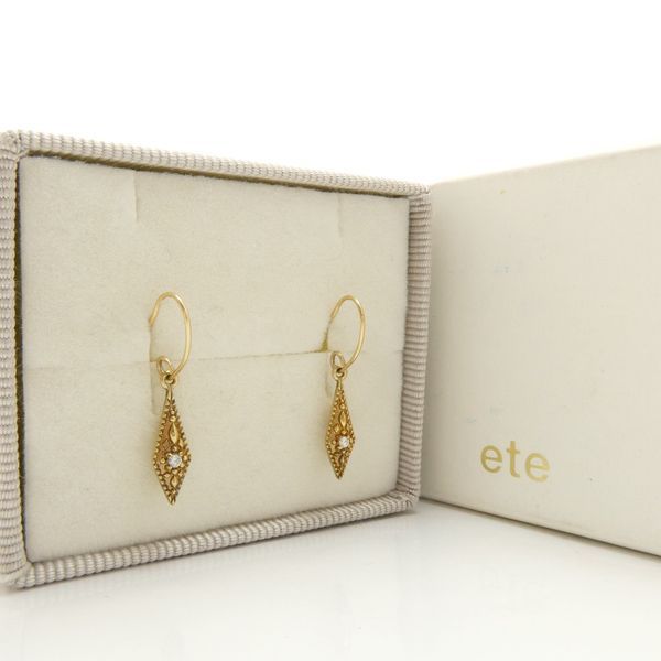 ete ダイヤモンド ピアス 925 シルバー GP ダイヤ 0.01ct ひし形