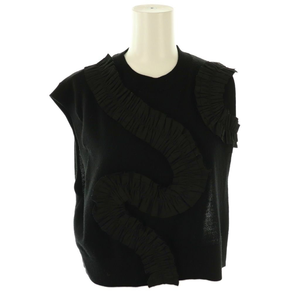 エンフォルド ENFOLD 24AW FRILL KNIT VEST ベスト ニット 38 ブラック