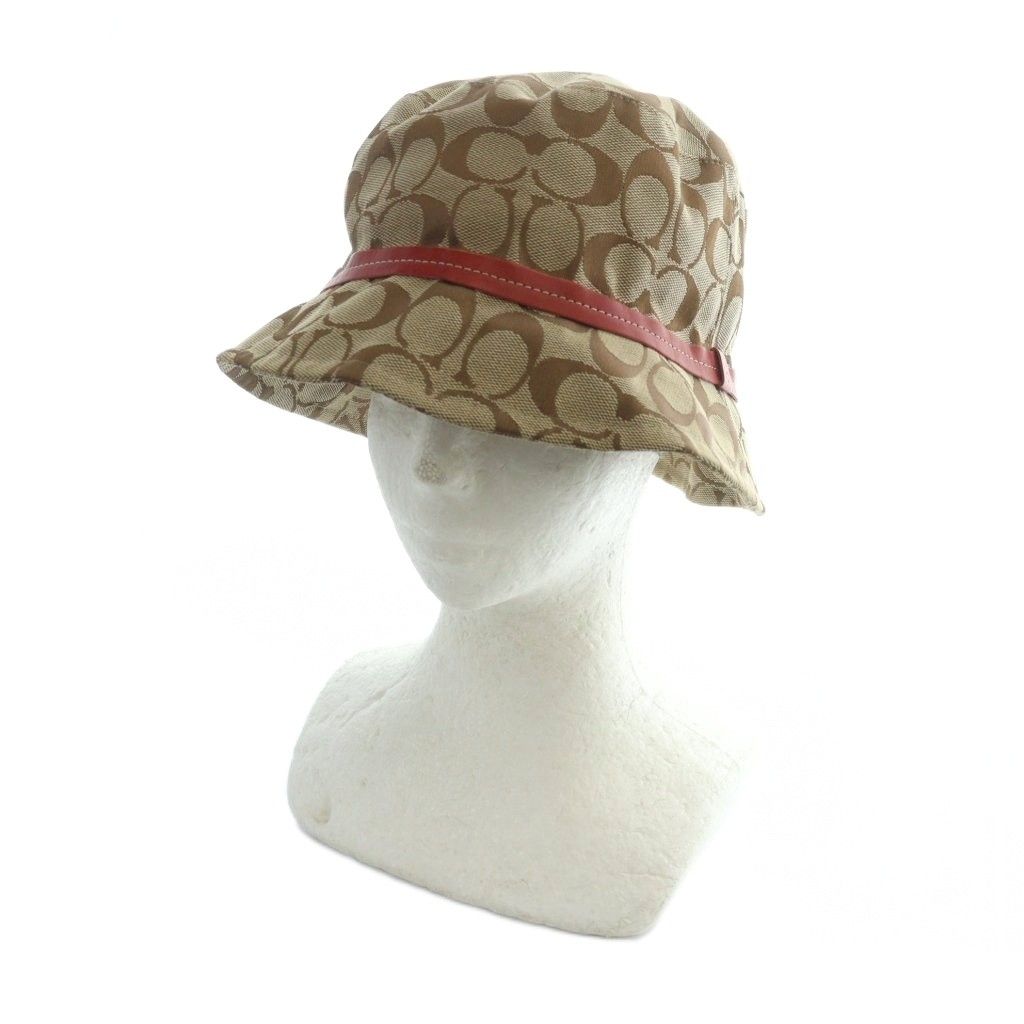 コーチ COACH バケットハット 帽子 ロゴ キャンバス M L 茶 ブラウン GY 18 MQ