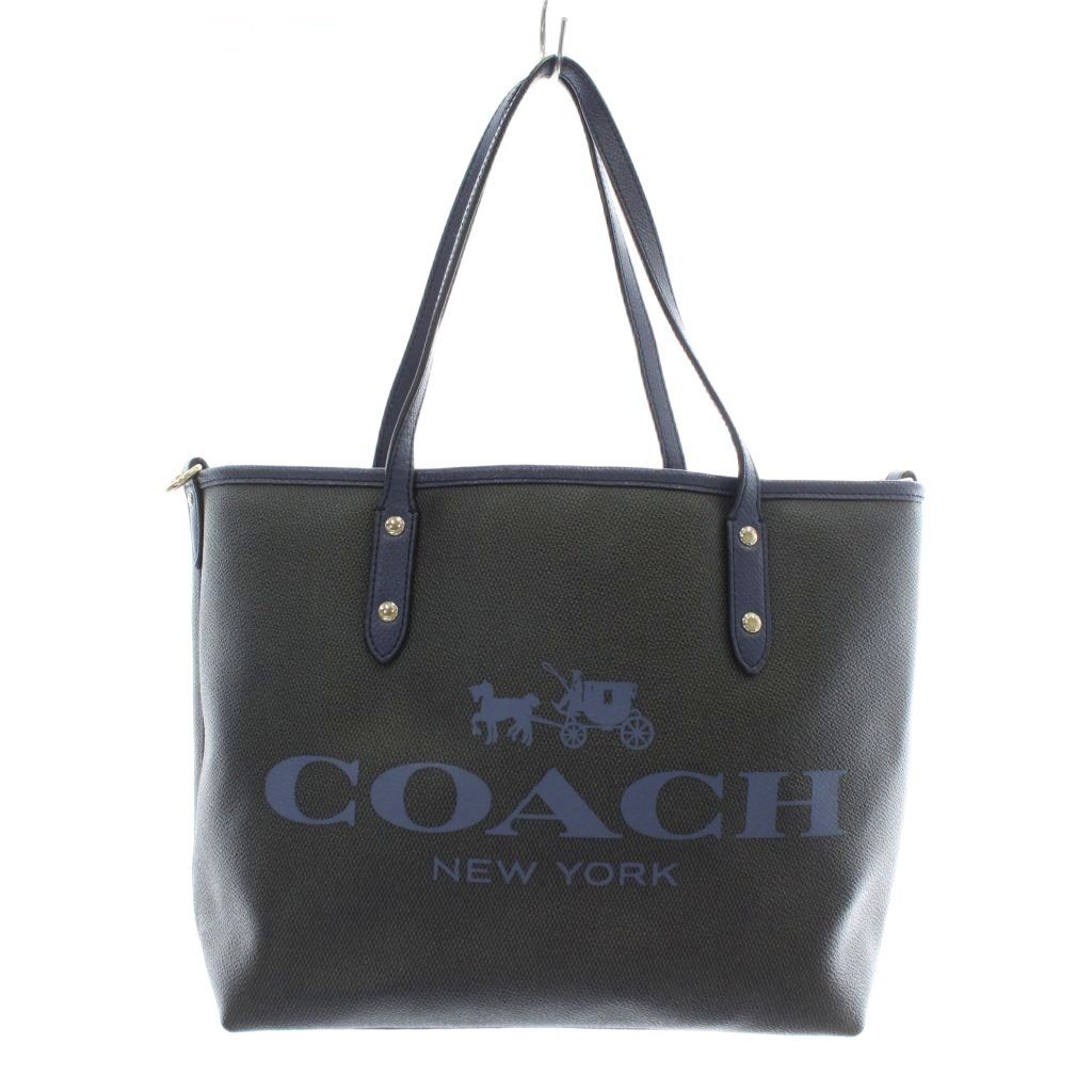 コーチ COACH ハンドバッグ トート ショルダー 2WAY PVC レザー ロゴ