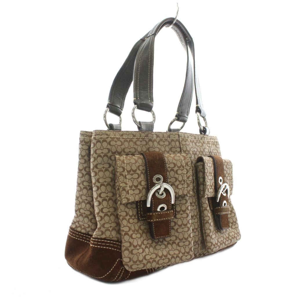 コーチ COACH ハンドバッグ トート キャンバス スエード レザー ミニ