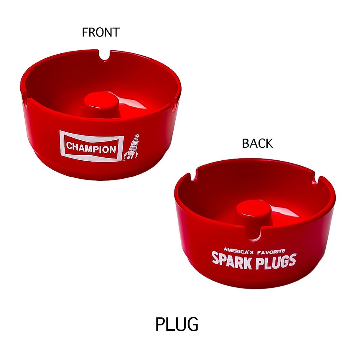 灰皿】2種セット メラミンアッシュトレー CHAMPION PLUGS PEPBOYS