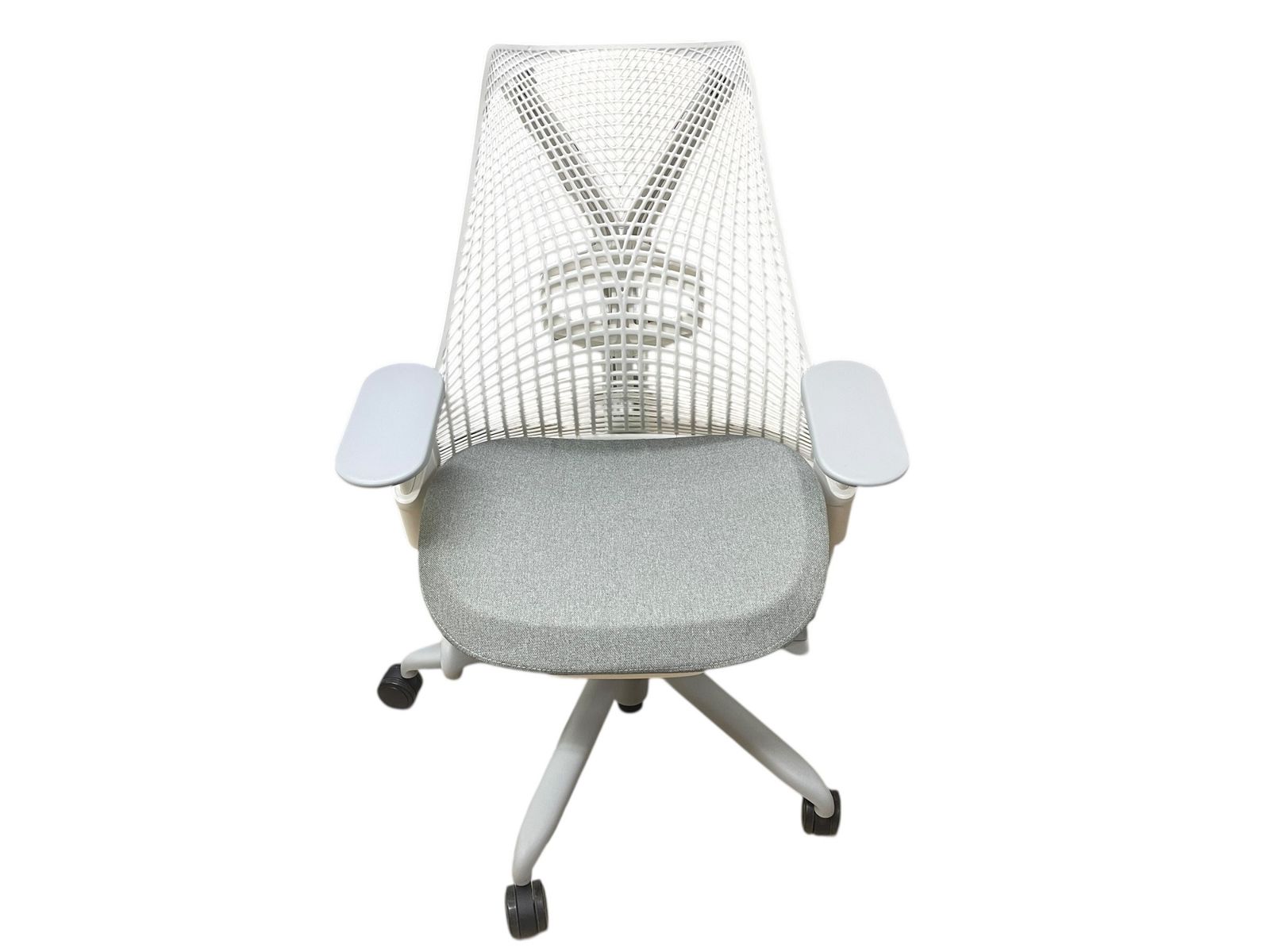Herman Miller セイルチェア Sayl Chair デスクチェア メッシュ ホワイト ランクB 左肘置きに サイズ記載