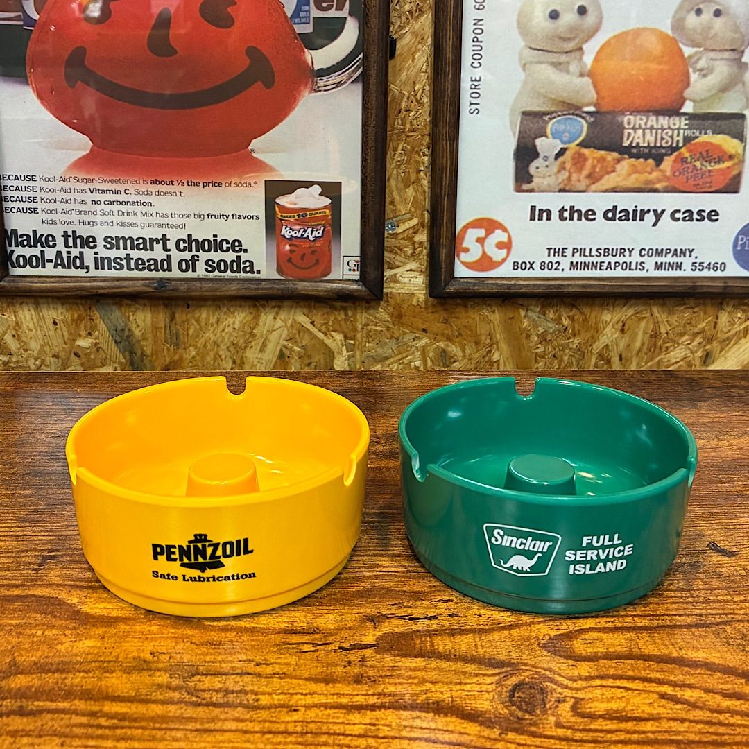 灰皿】2種セット メラミンアッシュトレー PENNZOIL SINCLAIR