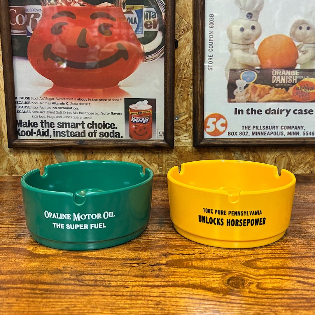 灰皿】2種セット メラミンアッシュトレー PENNZOIL SINCLAIR