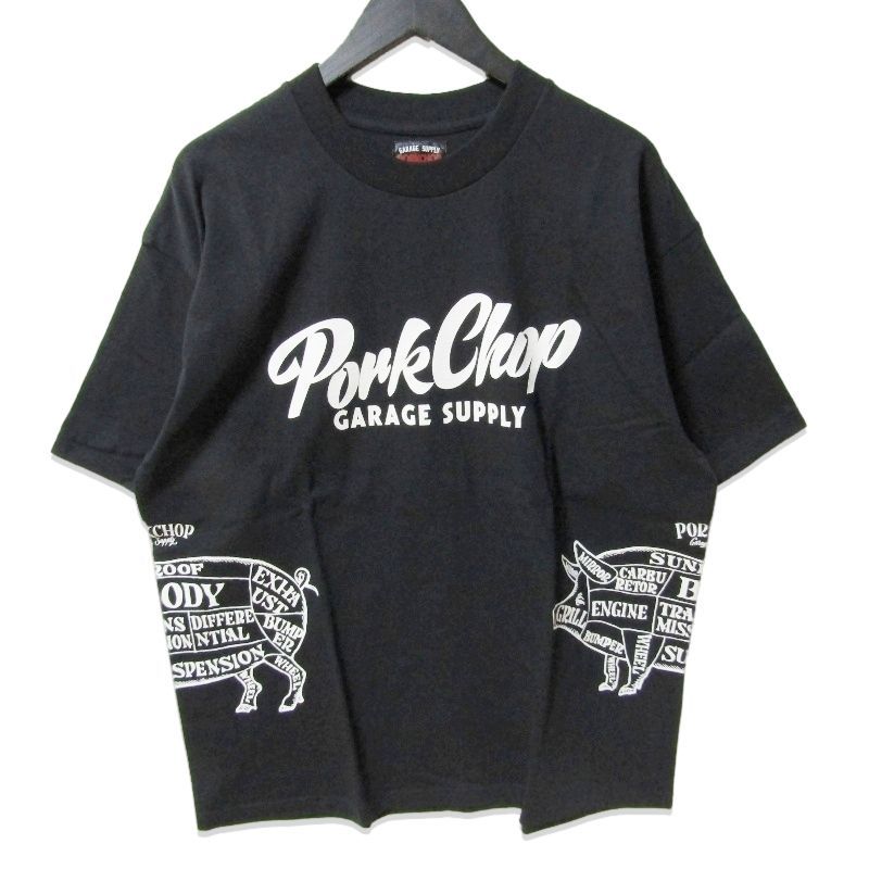 PORKCHOP / Tシャツ/M/コットン/黒/ポークチョップ 美品 PORKCHOP GARAGE SUPPLY ポークチョップ 半袖Tシャツ MULTI LOGOS