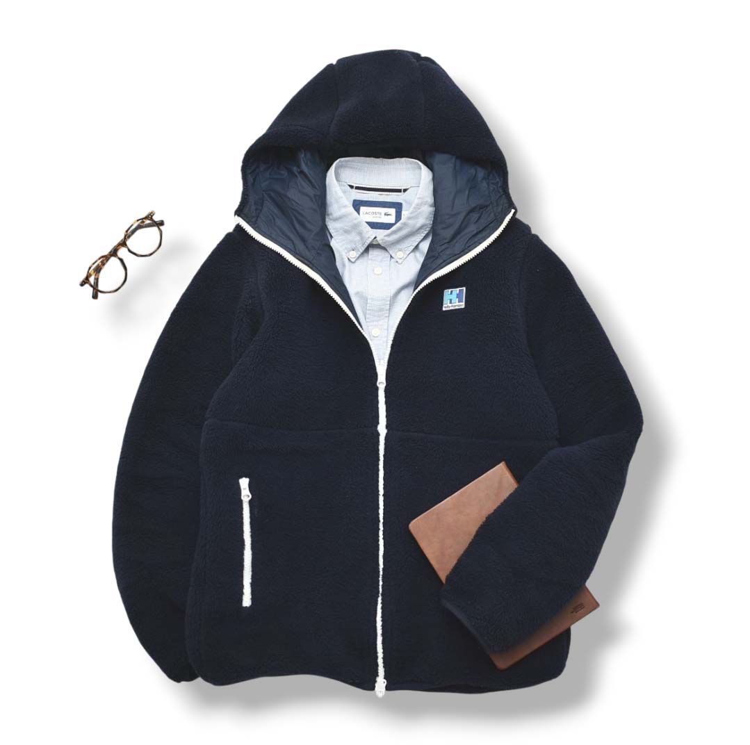 ヘリーハンセン HELLY HANSEN HH フード リバーシブル ナイロン ボア フリース ジャケット パーカー M ネイビー メンズ レディース ユニセックス 男女兼用