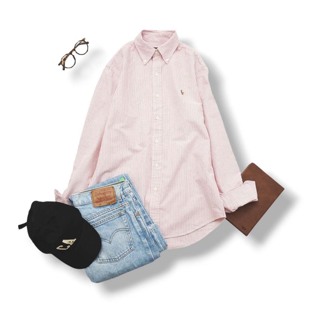 刺繍ロゴ】 ラルフローレン POLO RALPH LAUREN 長袖 ストライプ柄