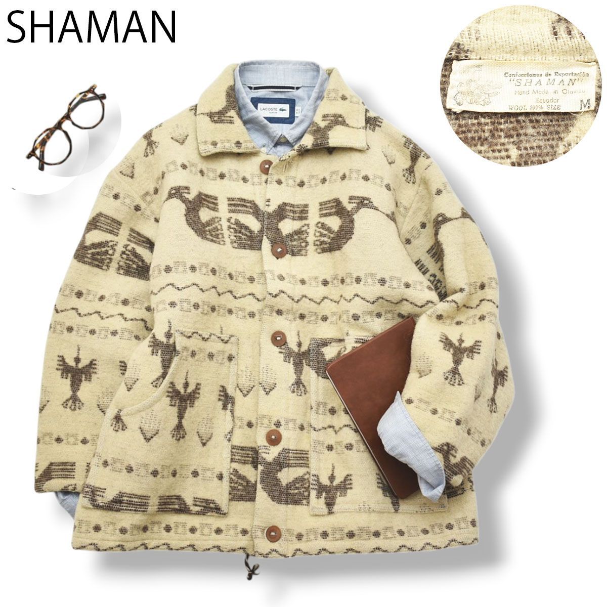 希少】90sヴィンテージ エクアドル製 SHAMAN オタバロ族 ハンドメイド 