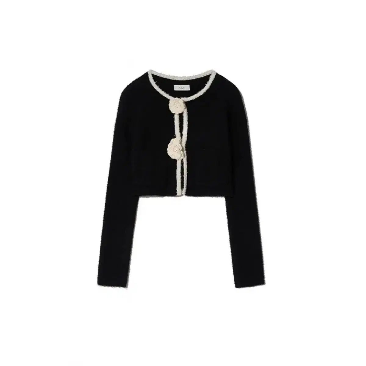 KIJUN クロシェ ニット カーディガン ブラック