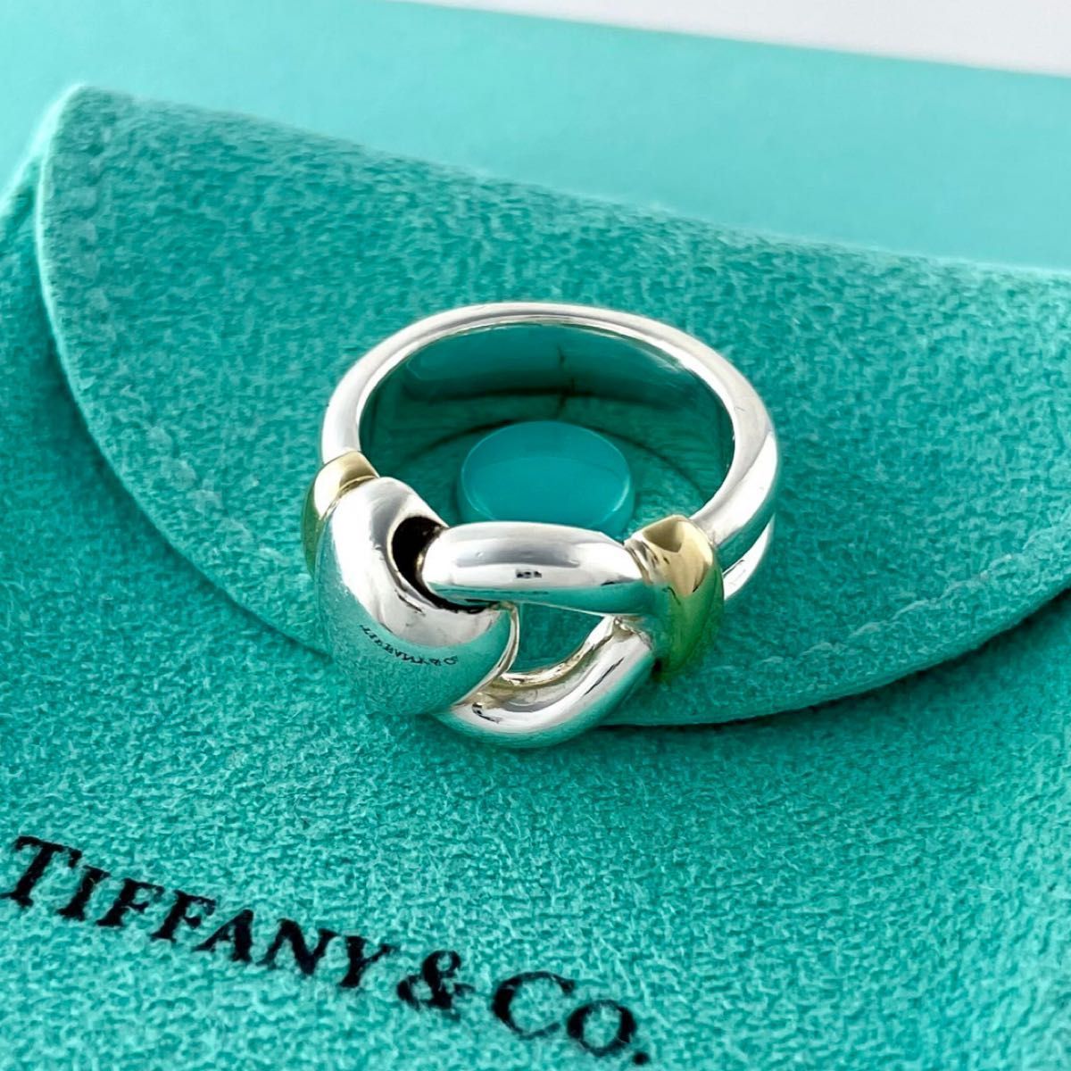 オールドティファニー 希少 13号 コンビ ノット リング シルバー WB1fe