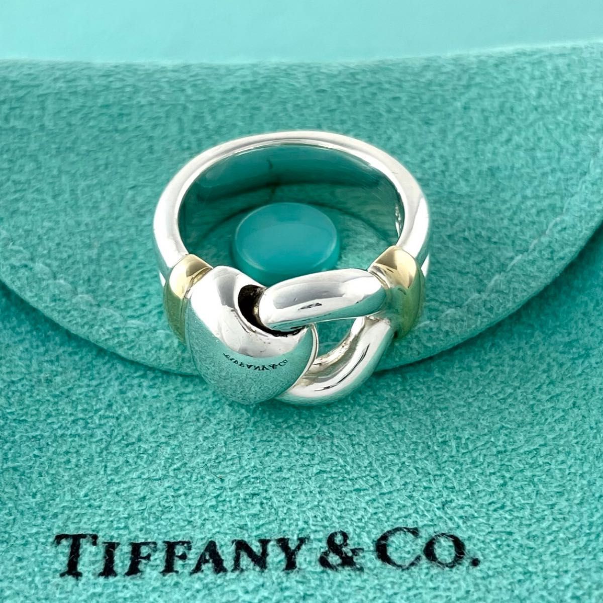 オールドティファニー 希少 13号 コンビ ノット リング シルバー WB1fe