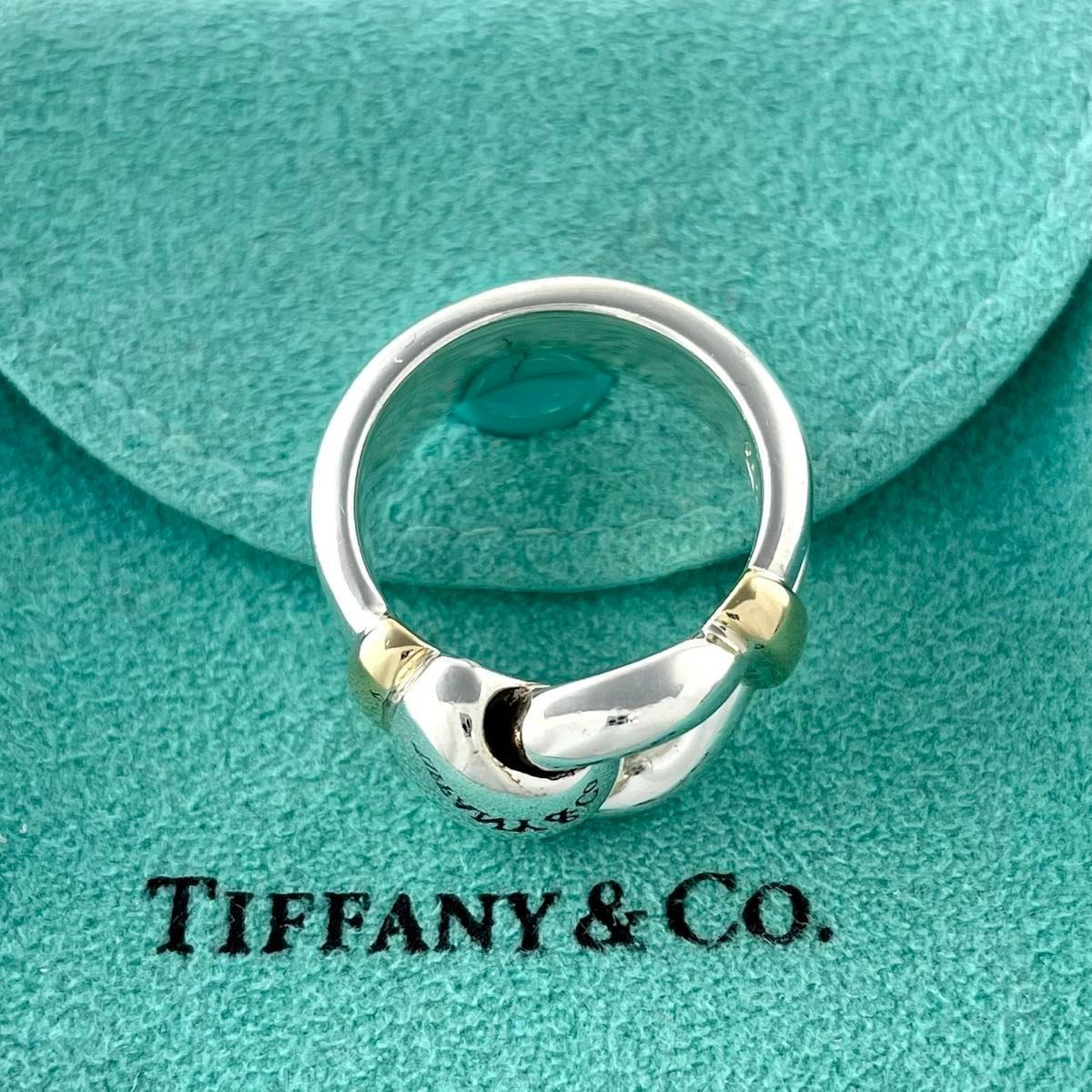 オールドティファニー 希少 13号 コンビ ノット リング シルバー WB1fe