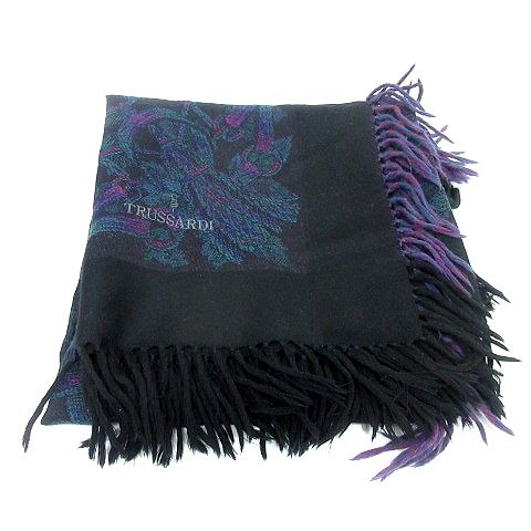 トラサルディ TRUSSARDI 大判ストール ショール 総柄 ロゴ刺繍