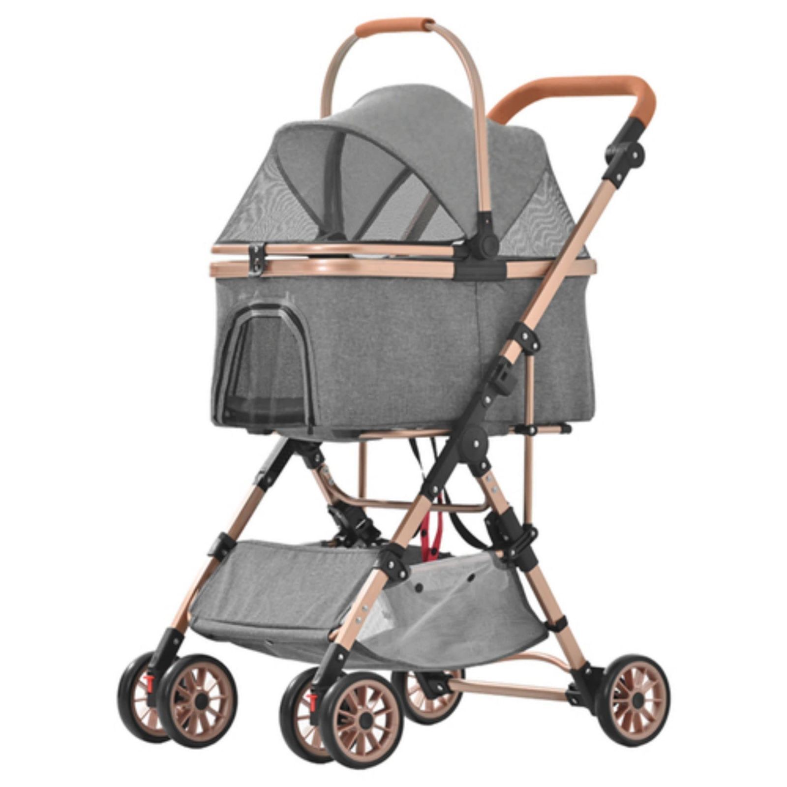 新商品 アルミ製 ストッパー付き 前輪360°回転 2 way 4輪 猫用 組立簡単 犬用 ペットバギー 耐荷重25 KG ドッグカート軽量 小型犬 工具不要 中型犬 介護用 折りたたみ 取り外し 多頭 分離式 ペットカート ペット用品 BTM