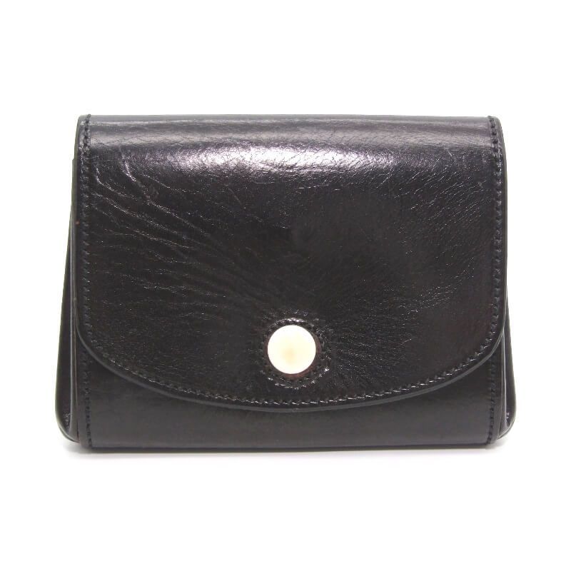 ハンスオスター HansOster 小銭入れ ブラック 美品 Hans Oster ハンスオスター ミニ財布 手縫い 北欧の匠 本革 小銭入れ