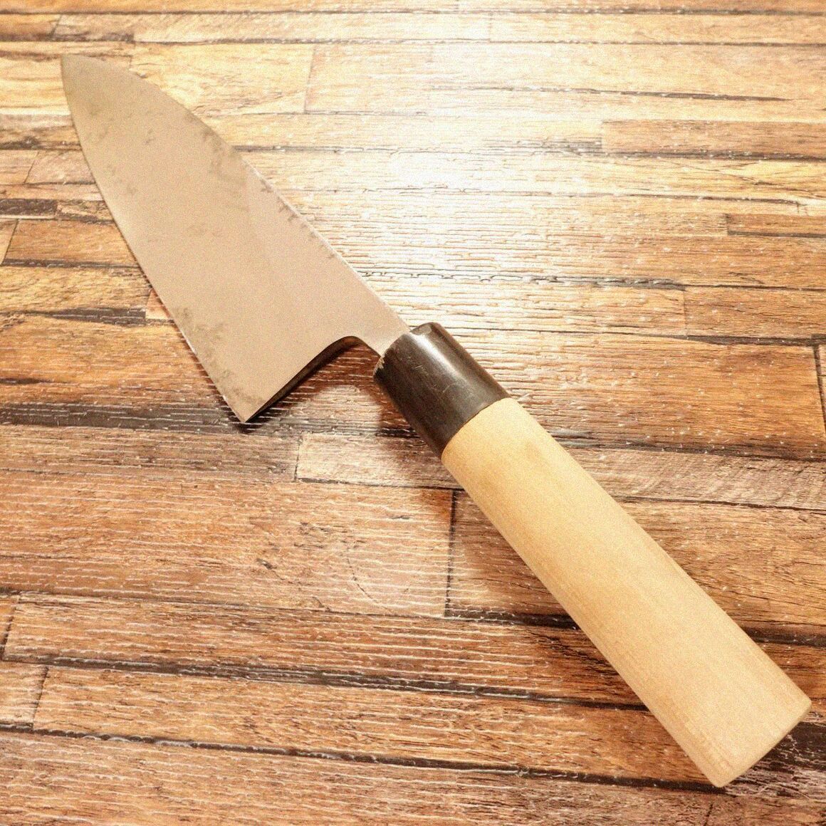 木屋 出刃包丁 研ぎ済 水牛柄 ハガネ 片刃 190 mm