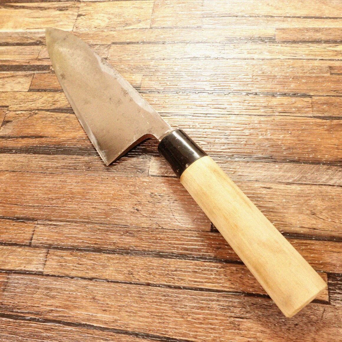 義友 健忠 出刃包丁 研ぎ済 ハガネ 別打 使用感少 150mm 出刃包丁