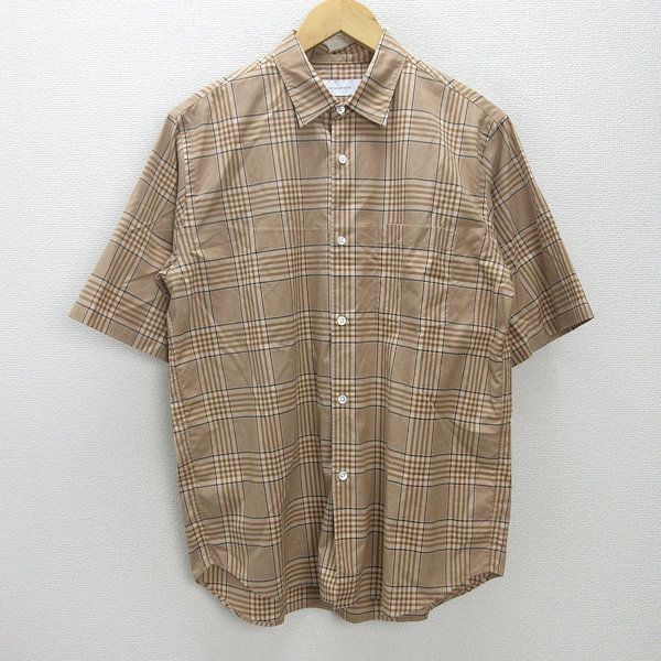 G□アダムエロペ/adam et Rope' 半袖シャツ/チェック柄【M】茶系/men's