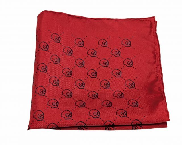 グッチ スカーフ ミニ ゴースト GG柄 GG スカル プリント シルク
