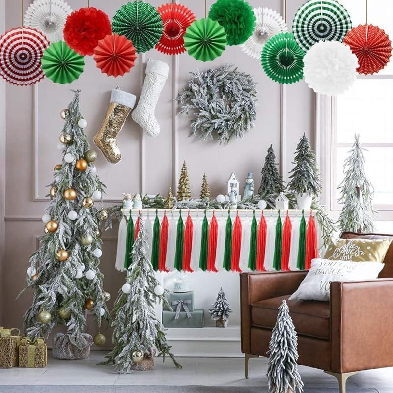 迅速発送】DUOLEIMI クリスマス ペーパーファン ポンポン 花紙