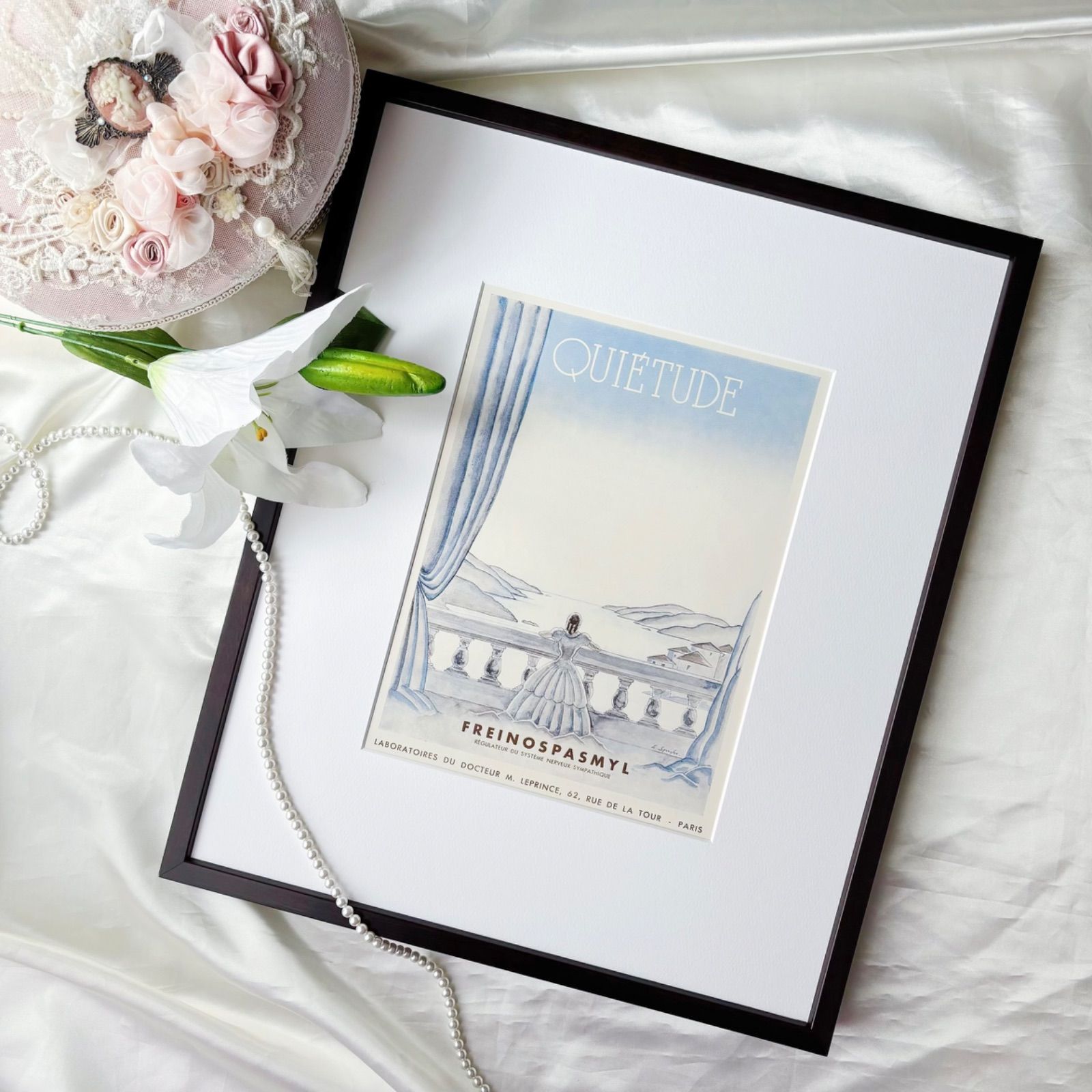 ヴィンテージ 広告 Quietude ポスター アートポスター フレーム付き 額縁 インテリア モダン おしゃれ かわいい 壁掛け レトロ ガーリー
