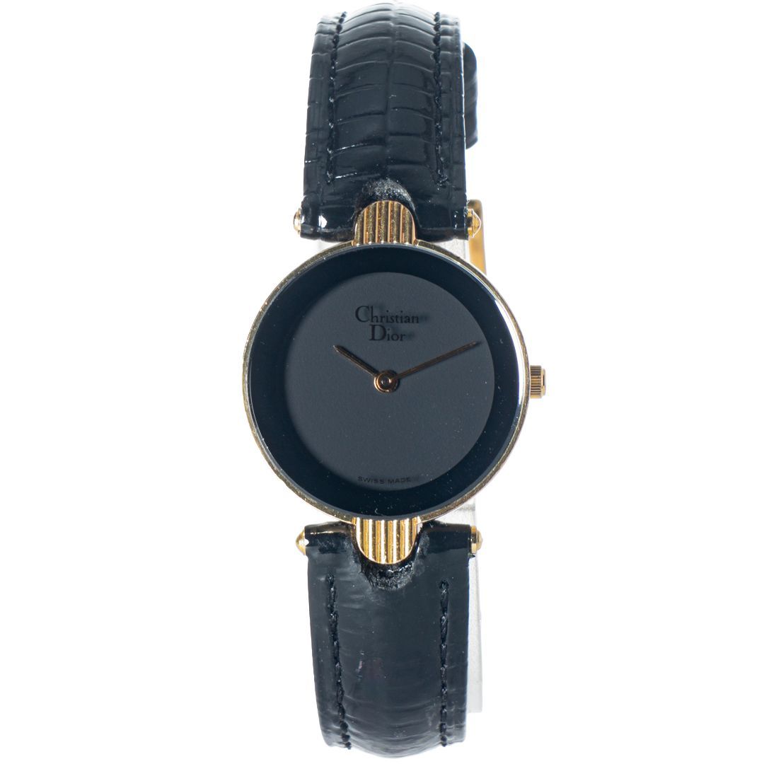 良品】Christian Dior ブラックムーン 3032 レディース時計