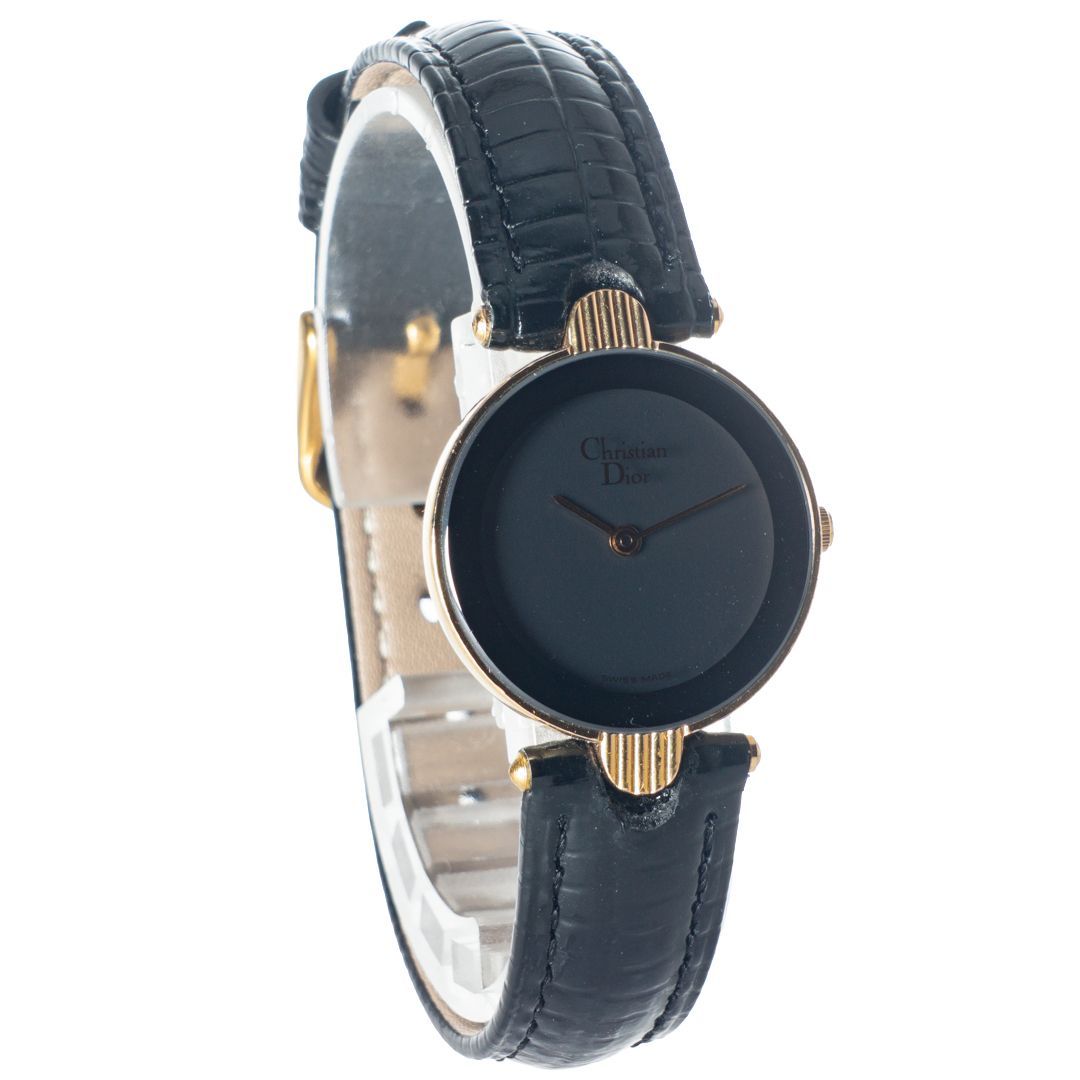 良品】Christian Dior ブラックムーン 3032 レディース時計