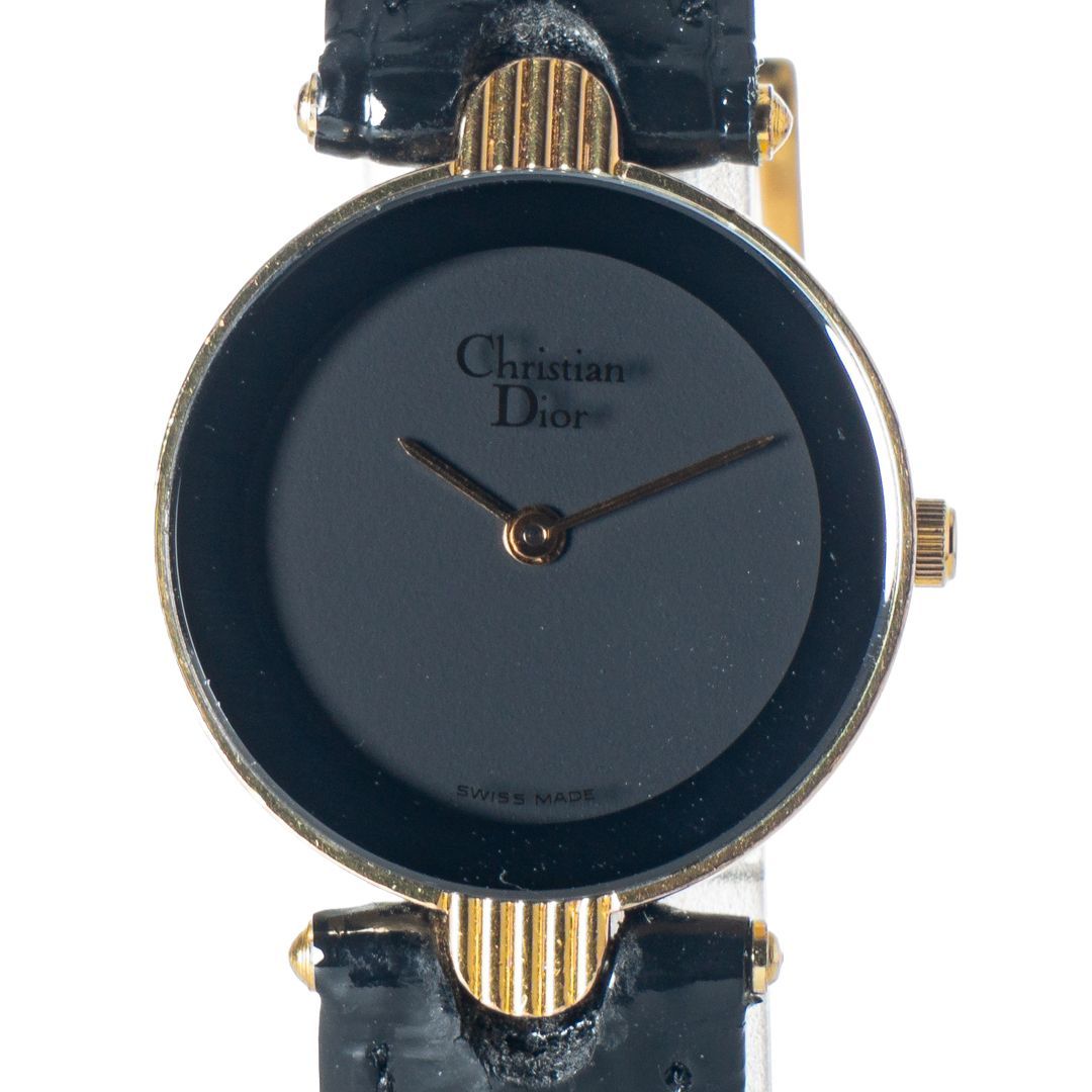 良品】Christian Dior ブラックムーン 3032 レディース時計