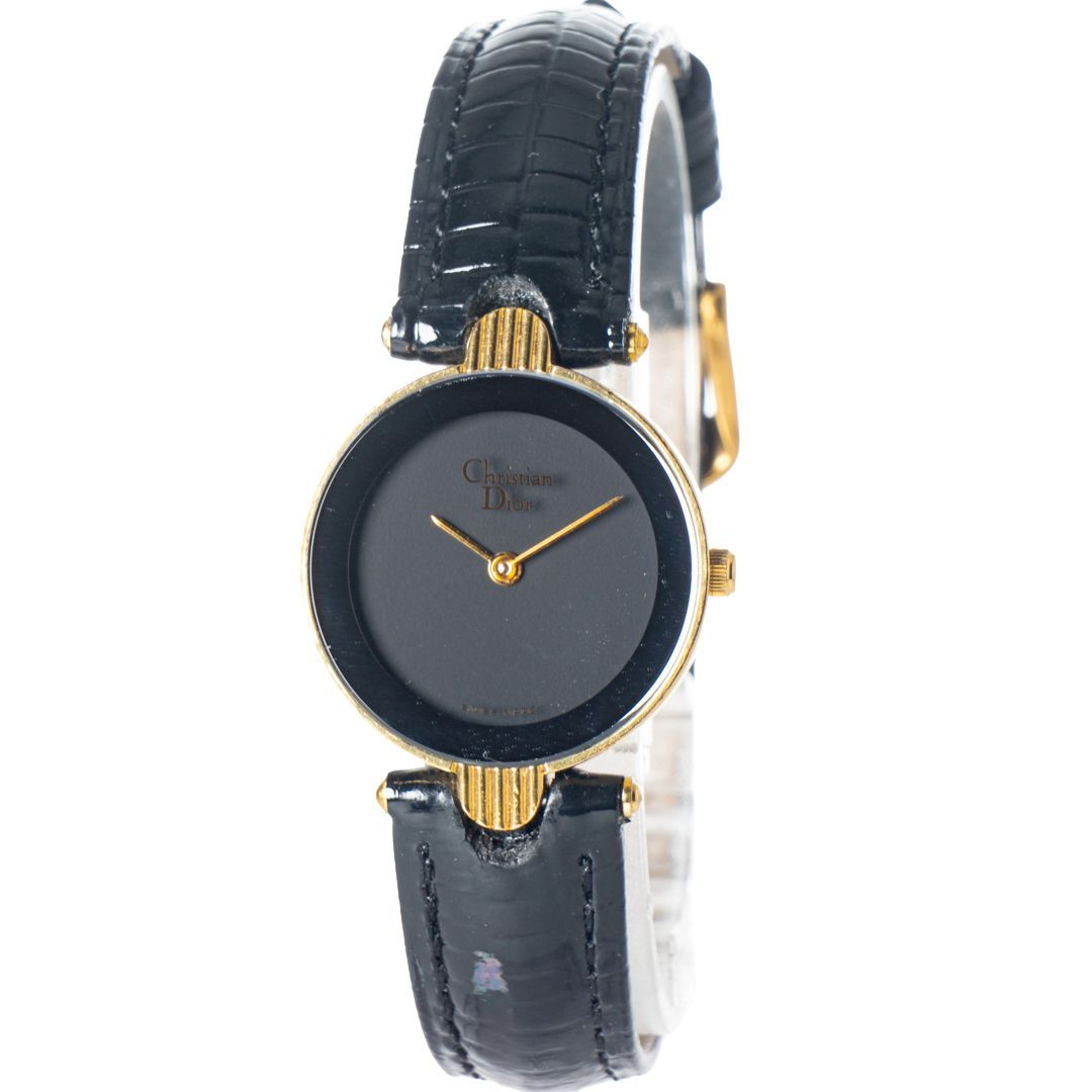良品】Christian Dior ブラックムーン 3032 レディース時計