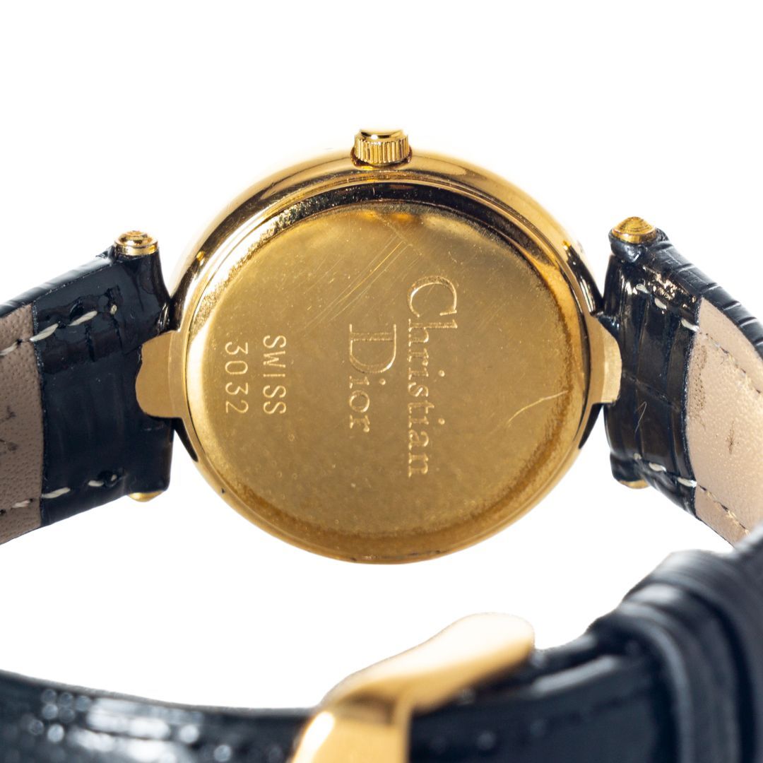 良品】Christian Dior ブラックムーン 3032 レディース時計