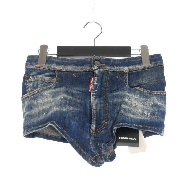 ディースクエアード 23 AW Denim Hot Pant ダメージ加工 デニムホットパンツ ショーツ 36 インディゴ 正規