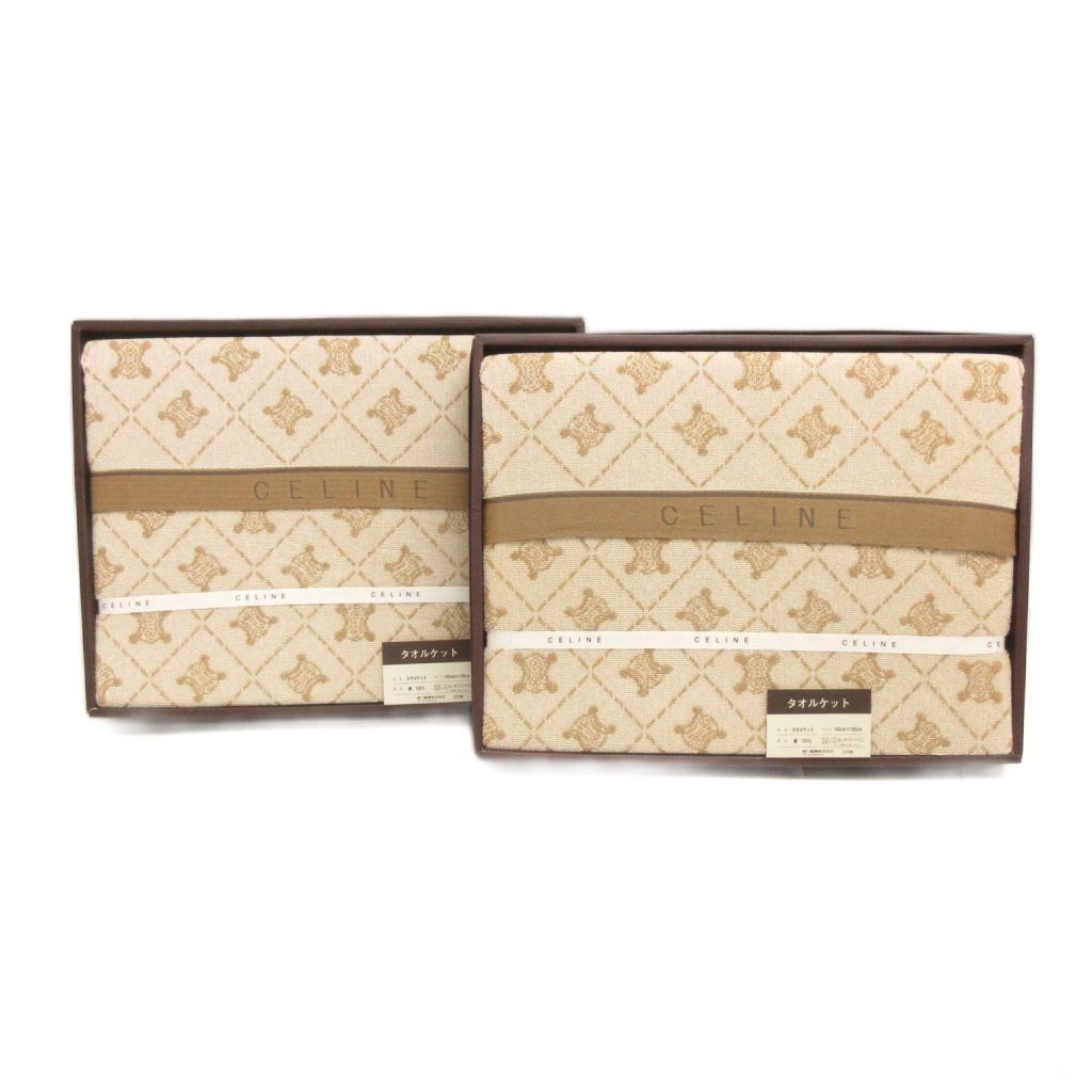【新品タグ付き】CELINE セリーヌ　タオルケット　マカダム柄　２個セット 人気 未使用 CELINE セリーヌ タオルケット 2個セット マカダム柄