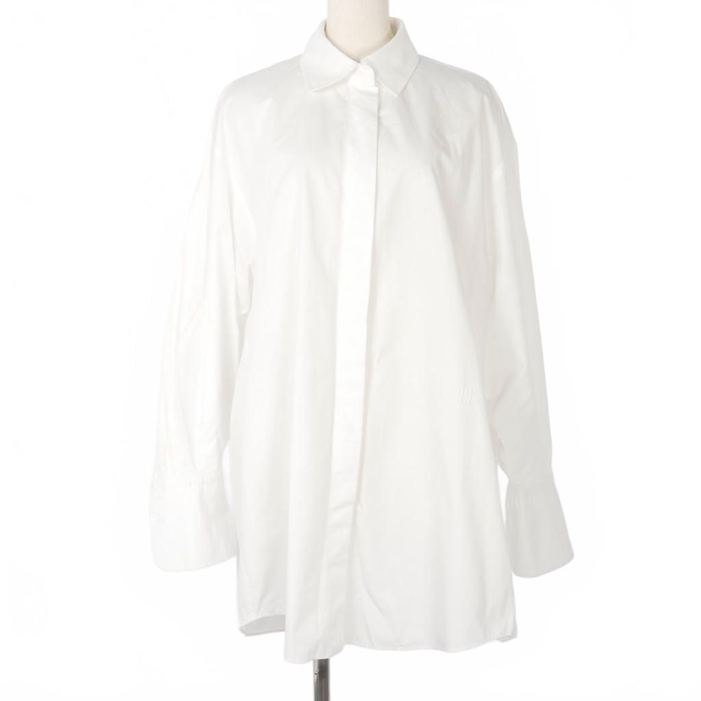 パトゥ PATOU 23SS バックプリント シャツ ワンピース 膝丈 36 白